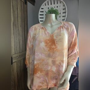 Maurices Tie-Dye Blouse - Orange and Pink